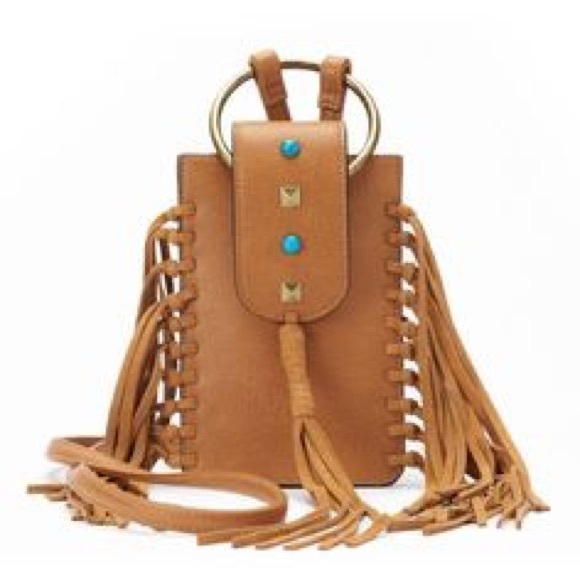 Mudd Handbags - MUDD Women’s Brown Boho Fringe Cell Crossbody Bag